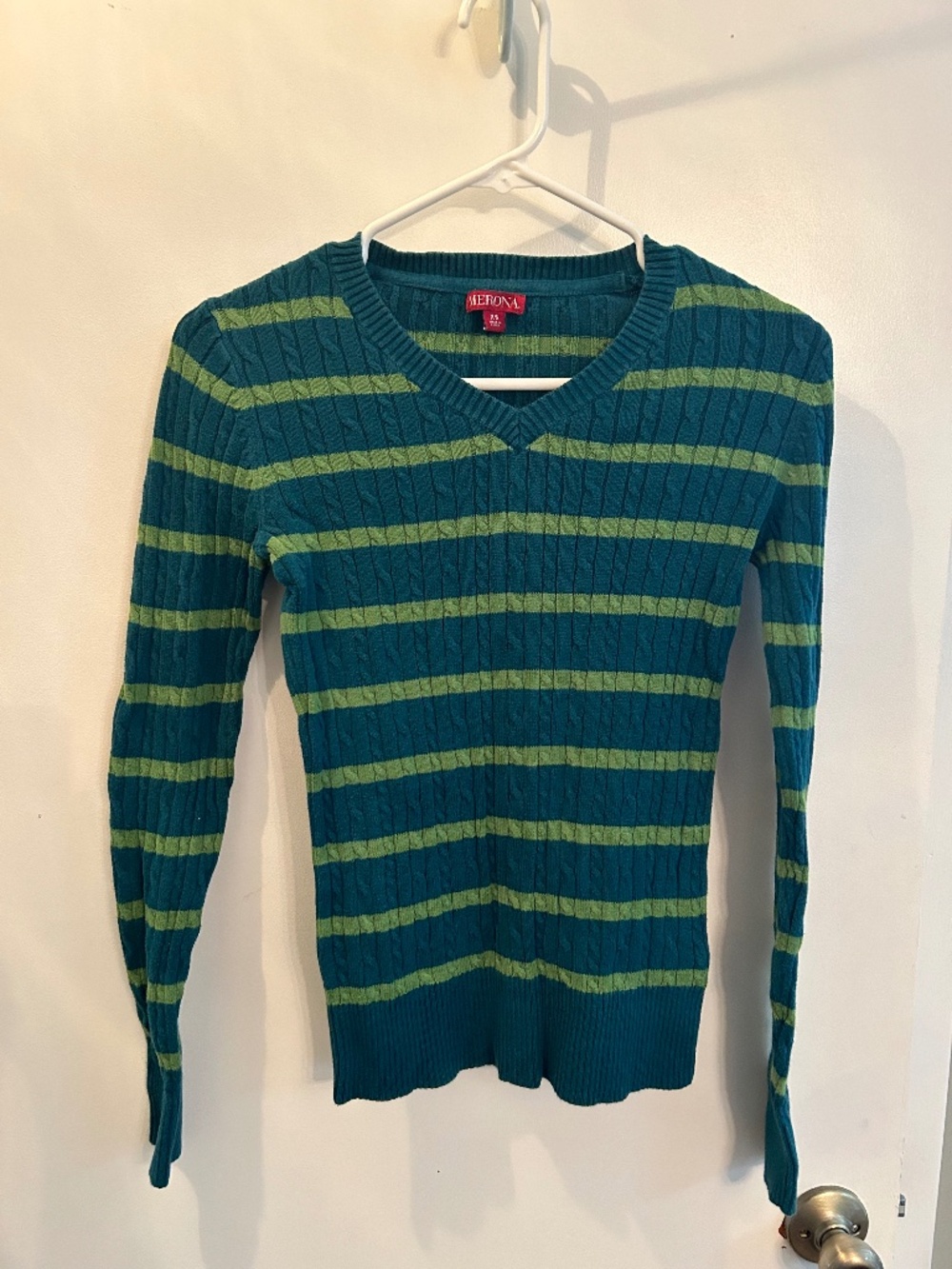 Merona Dark Green and Light Green XS Sweater